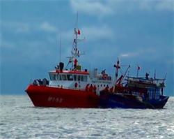 Lai dắt thành công tàu cá của ngư dân Bình Định bị hỏng máy 